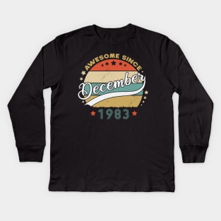 Awesome Since December 1983 Birthday Retro Sunset Vintage Kids Long Sleeve T-Shirt